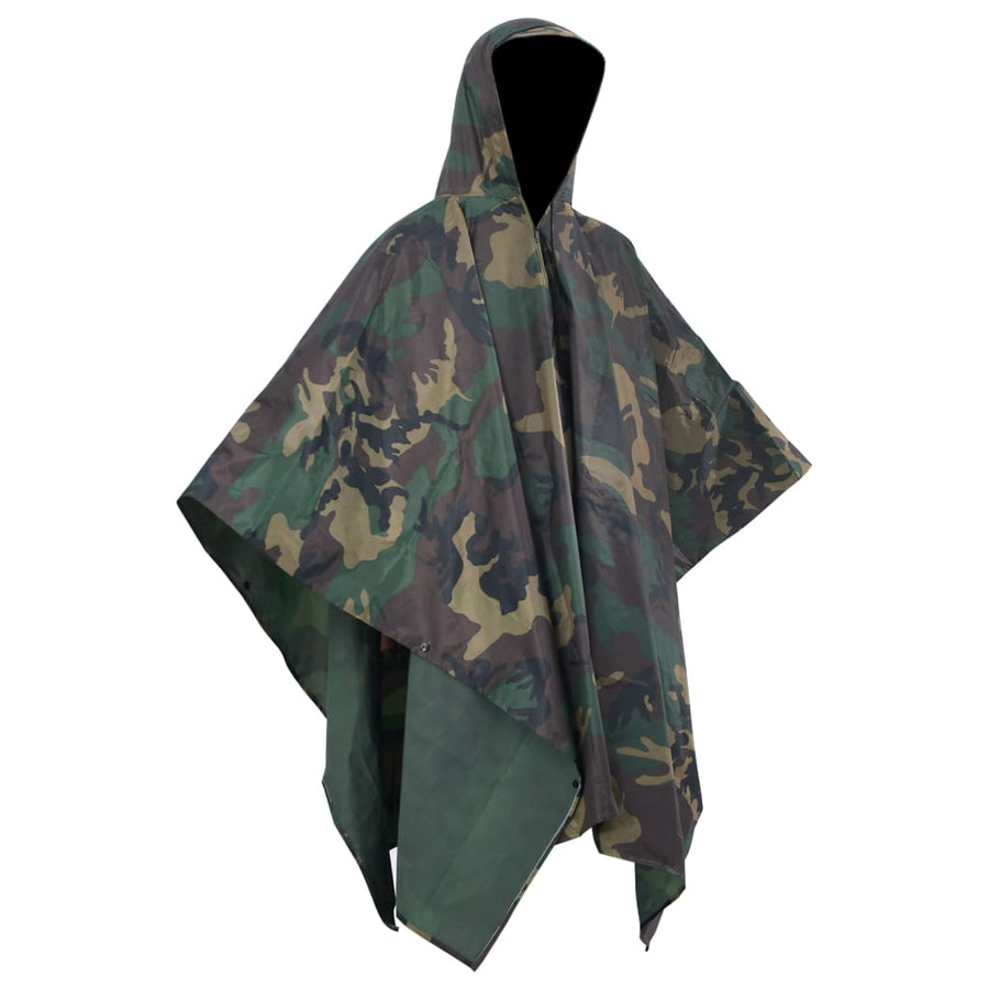 Regenponcho voor kamperen/wandelen leger waterdicht camouflage