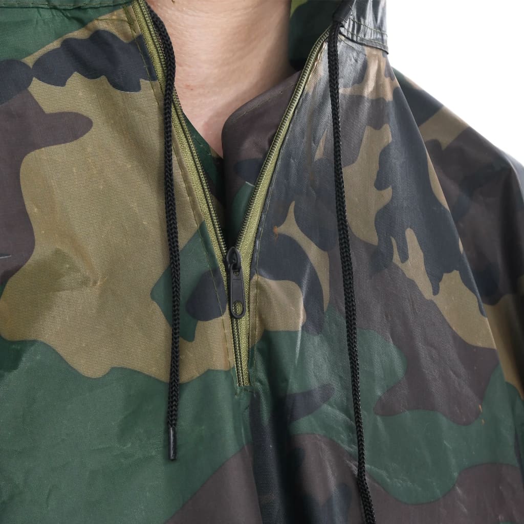 Regenponcho voor kamperen/wandelen leger waterdicht camouflage