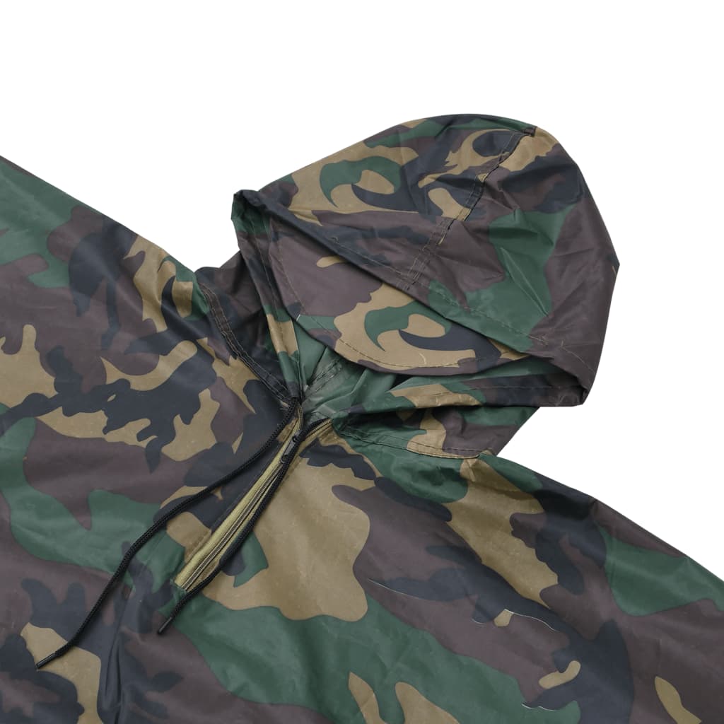 Regenponcho voor kamperen/wandelen leger waterdicht camouflage