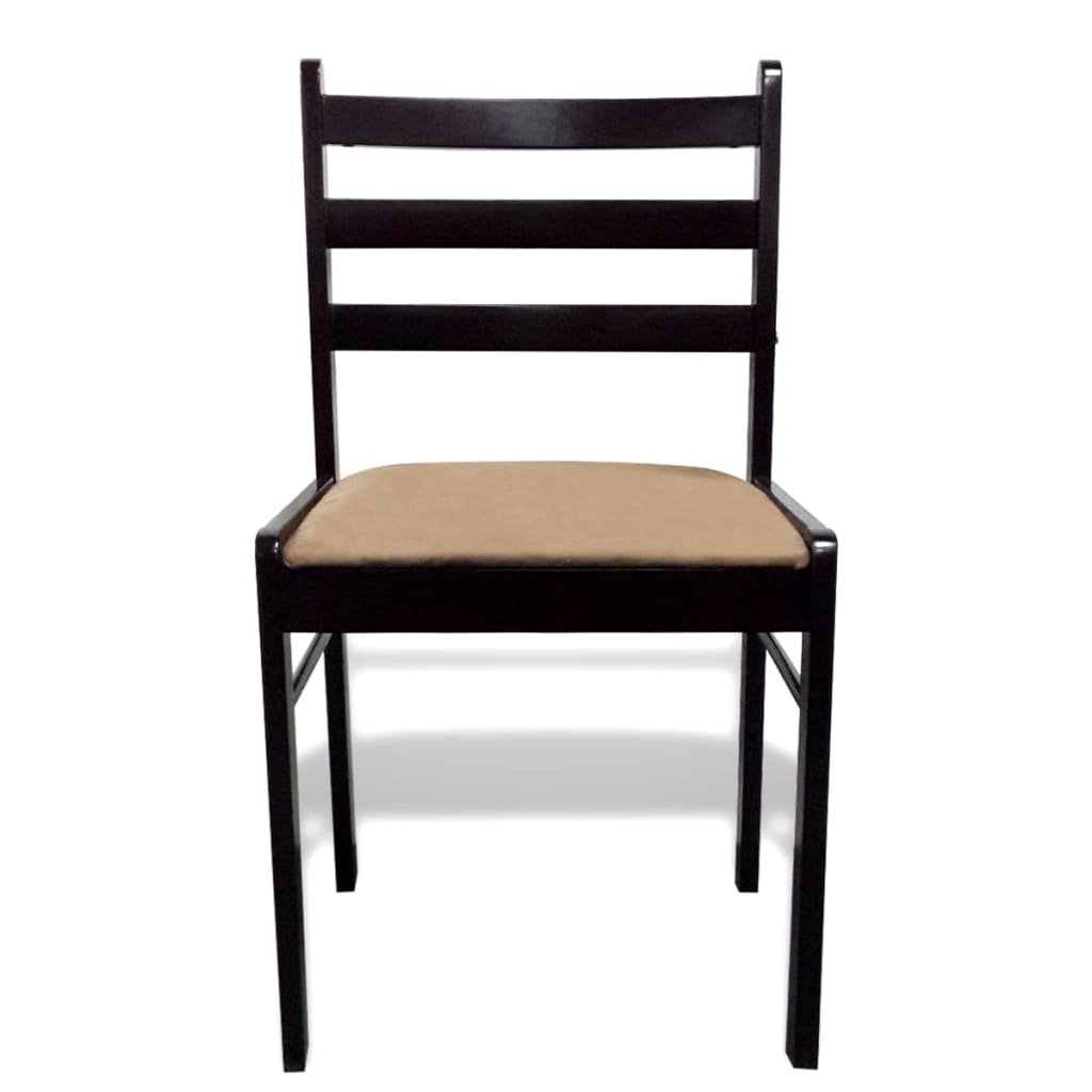 Eetkamerstoelen Massief Hout En Fluweel 6 Bruin