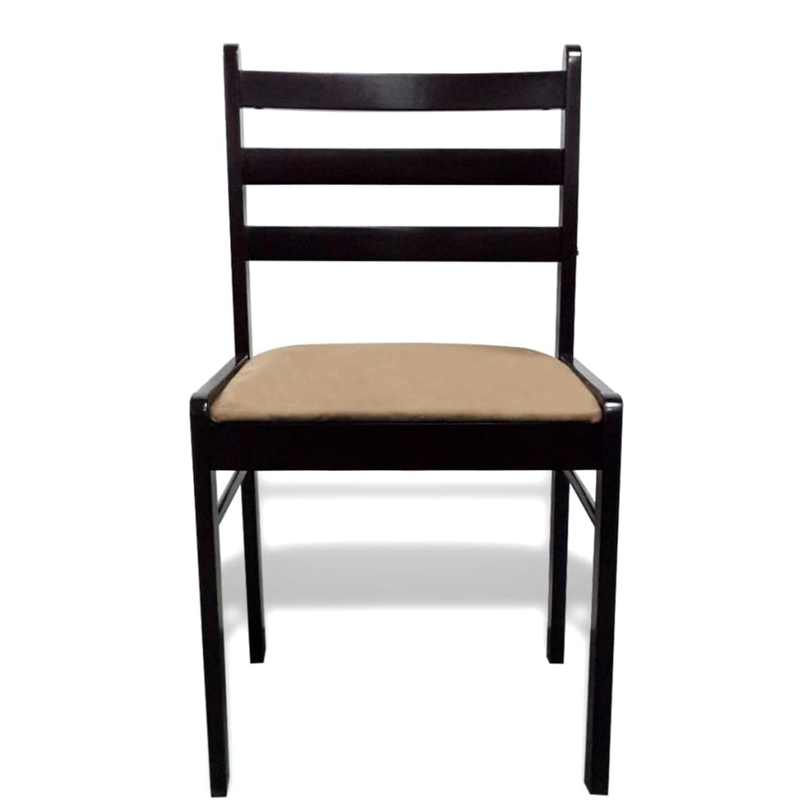 Eetkamerstoelen Massief Hout En Fluweel 6 Bruin