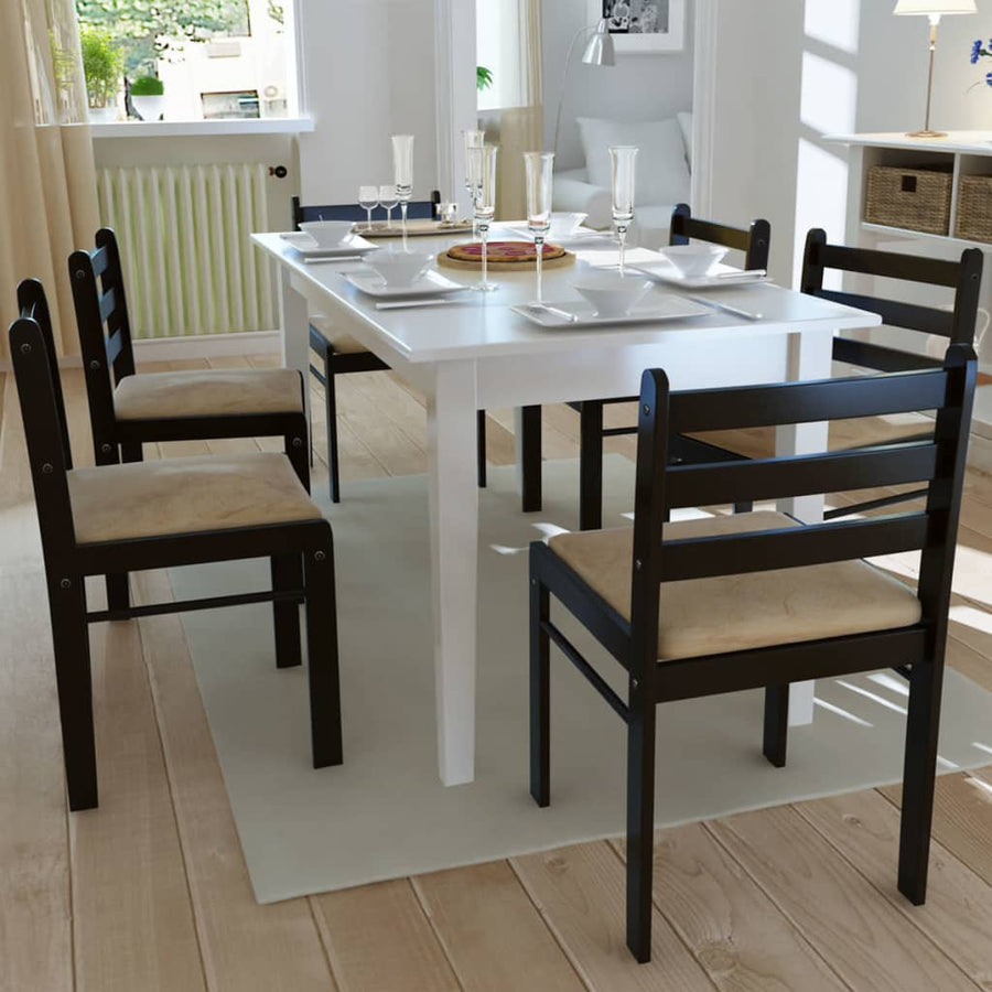 Eetkamerstoelen Massief Hout En Fluweel 6 Bruin