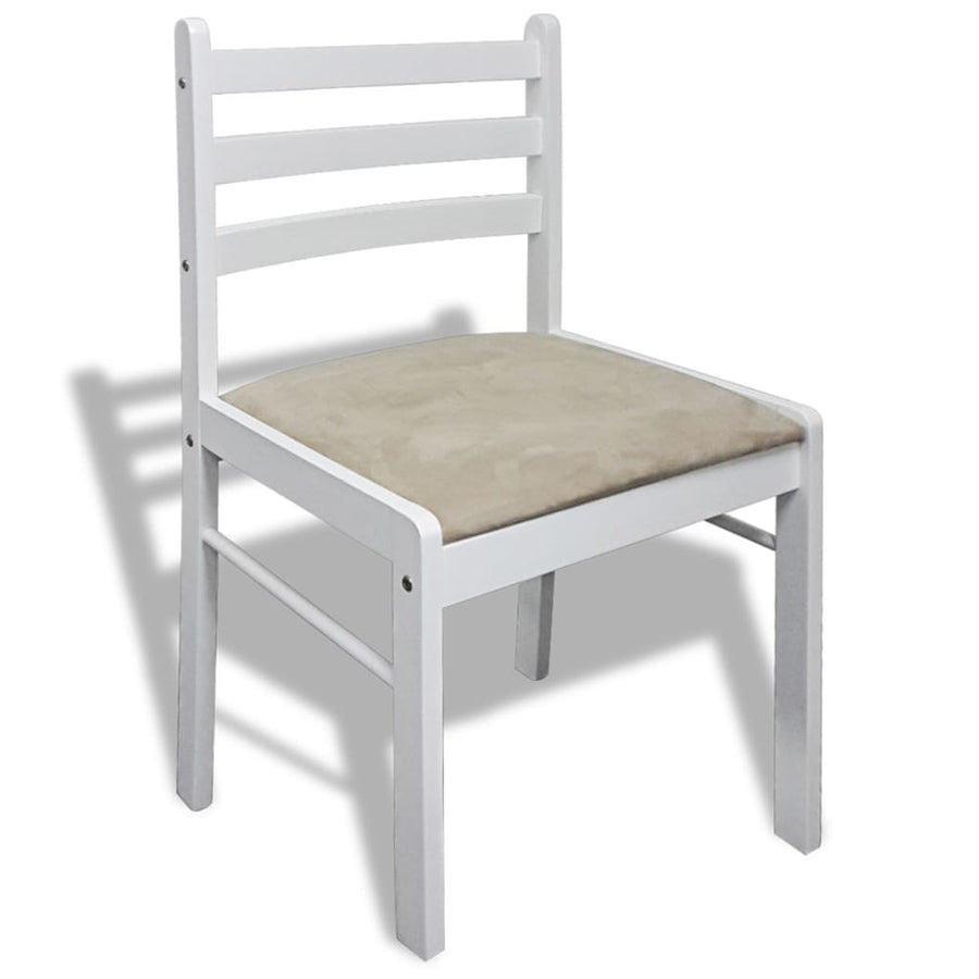 Eetkamerstoelen Massief Hout En Fluweel 6 Wit