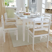 Eetkamerstoelen 6 st massief rubberwood fluweel wit