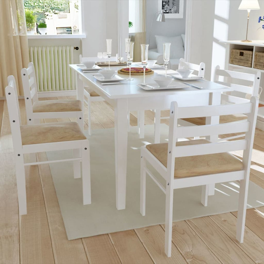 Eetkamerstoelen Massief Hout En Fluweel 6 Wit