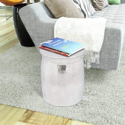 Krukje/Bijzettafeltje Gehamerd Aluminium Kleurig 42 cm Zilver