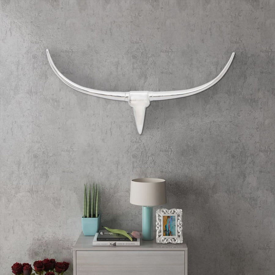 Stierenkop Voor Aan De Muur Aluminium Zilverkleurig 96 cm
