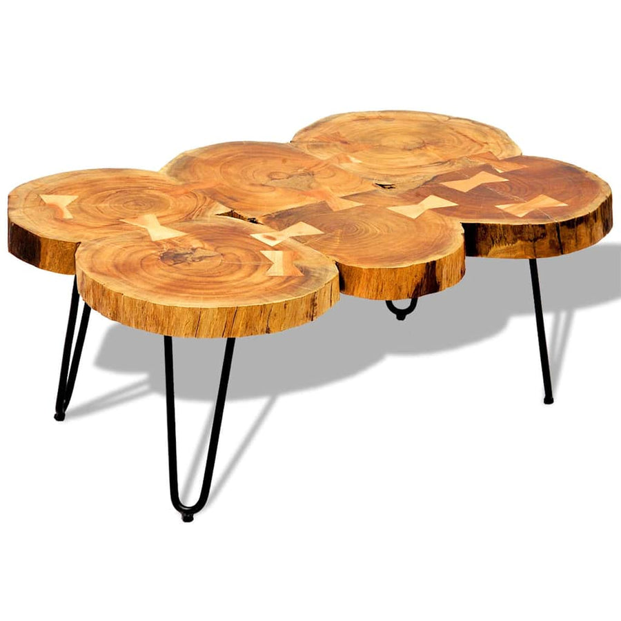 Salontafel met 6 boomstammen 35 cm massief acaciahout