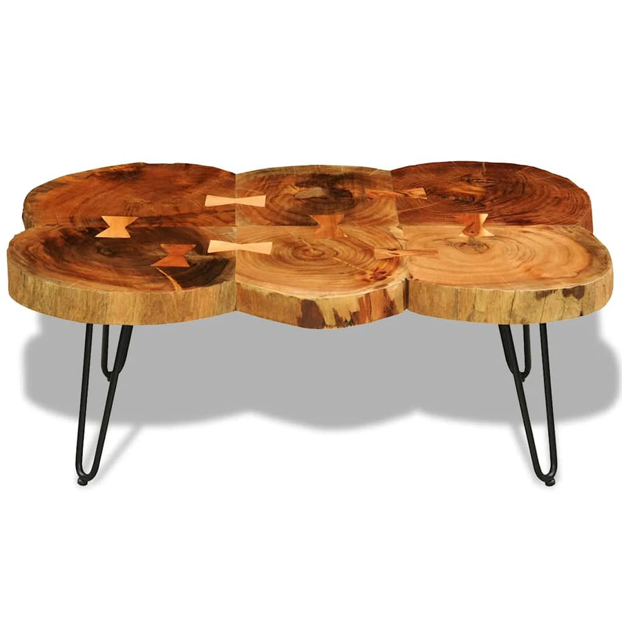 Salontafel met 6 boomstammen 35 cm massief acaciahout
