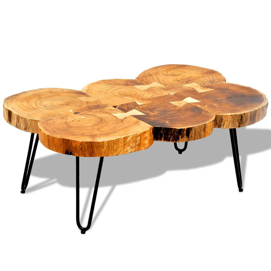 Salontafel met 6 boomstammen 35 cm massief acaciahout