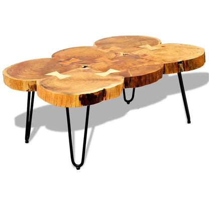 Salontafel met 6 boomstammen 35 cm massief acaciahout