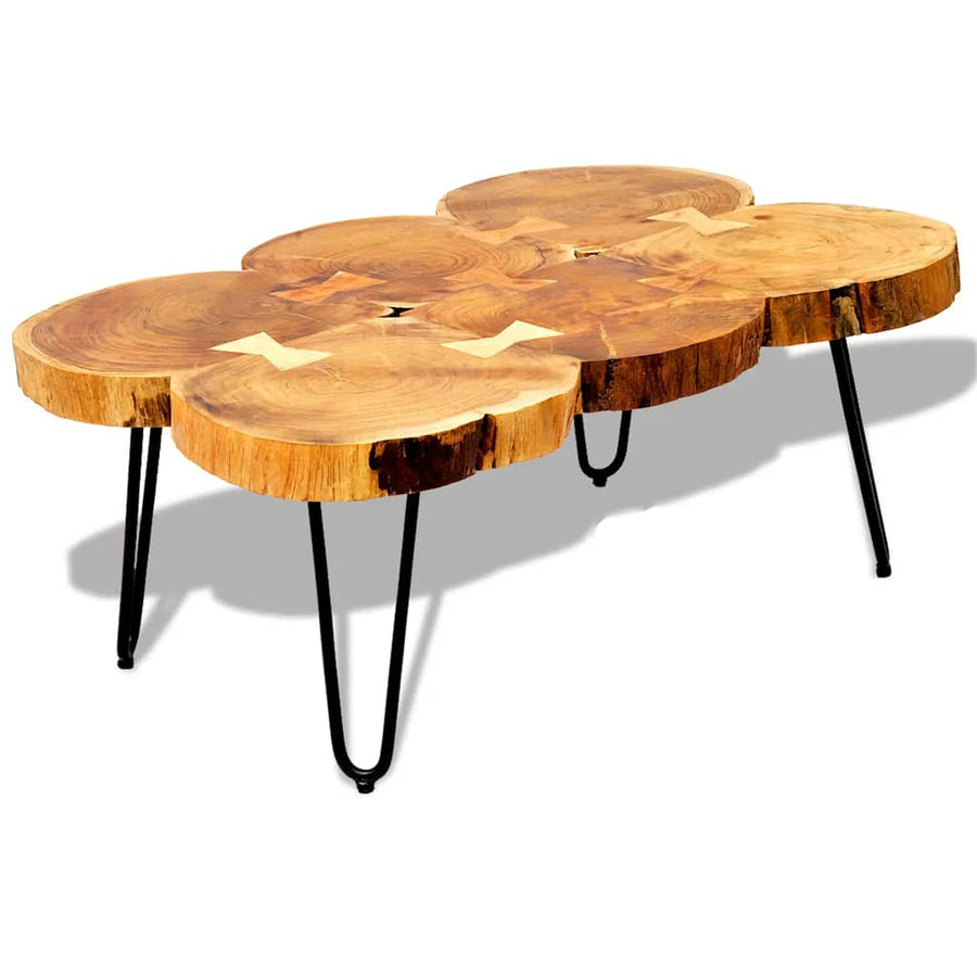 Salontafel met 6 boomstammen 35 cm massief acaciahout