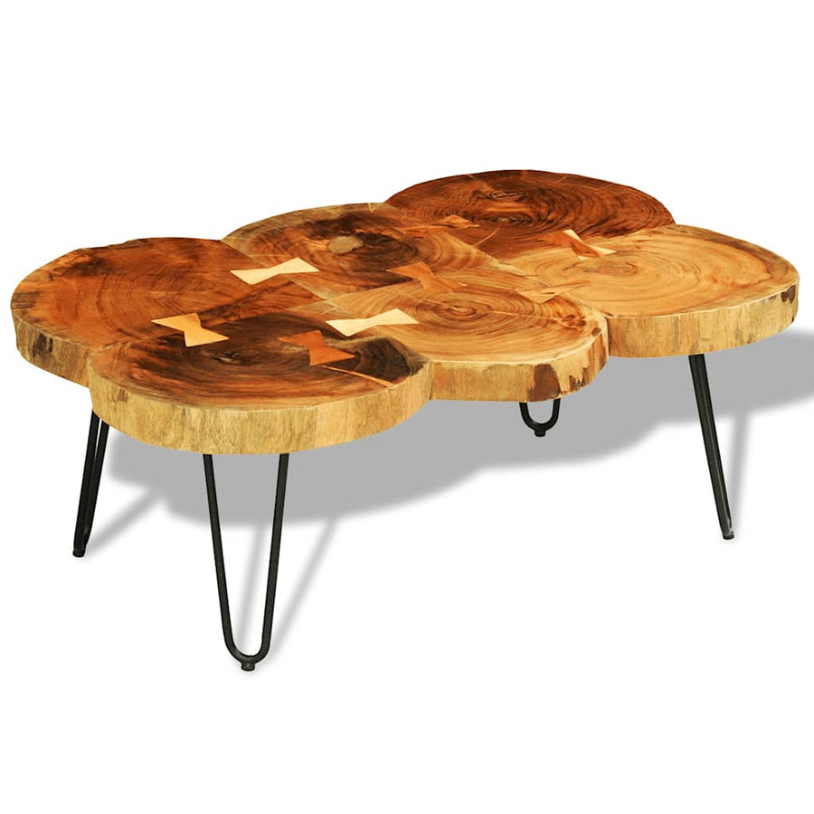 Salontafel met 6 boomstammen 35 cm massief acaciahout