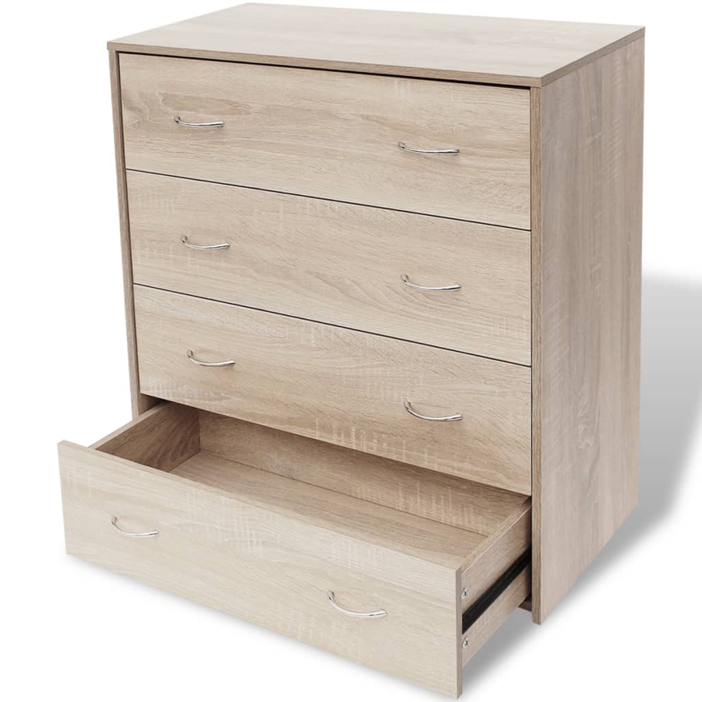 Dressoir Met 4 Lades 60X30,5X7 Cm Kleur Eiken