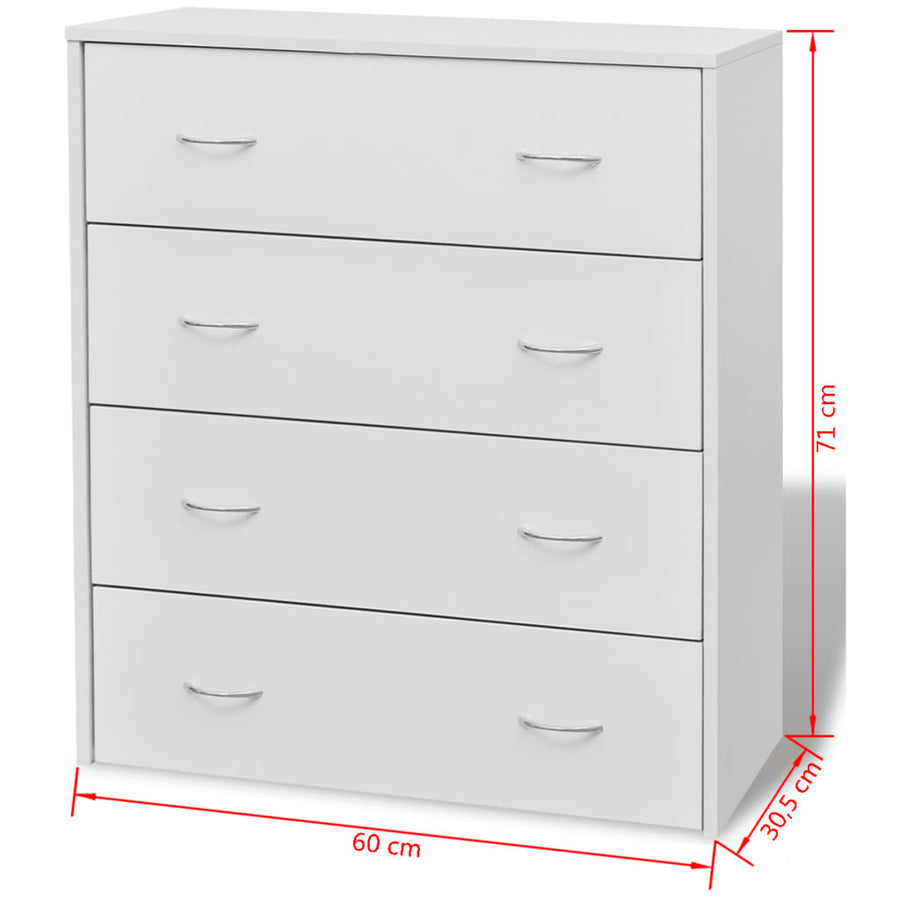 Dressoir Met 4 Lades 60X30,5X7 Cm Wit