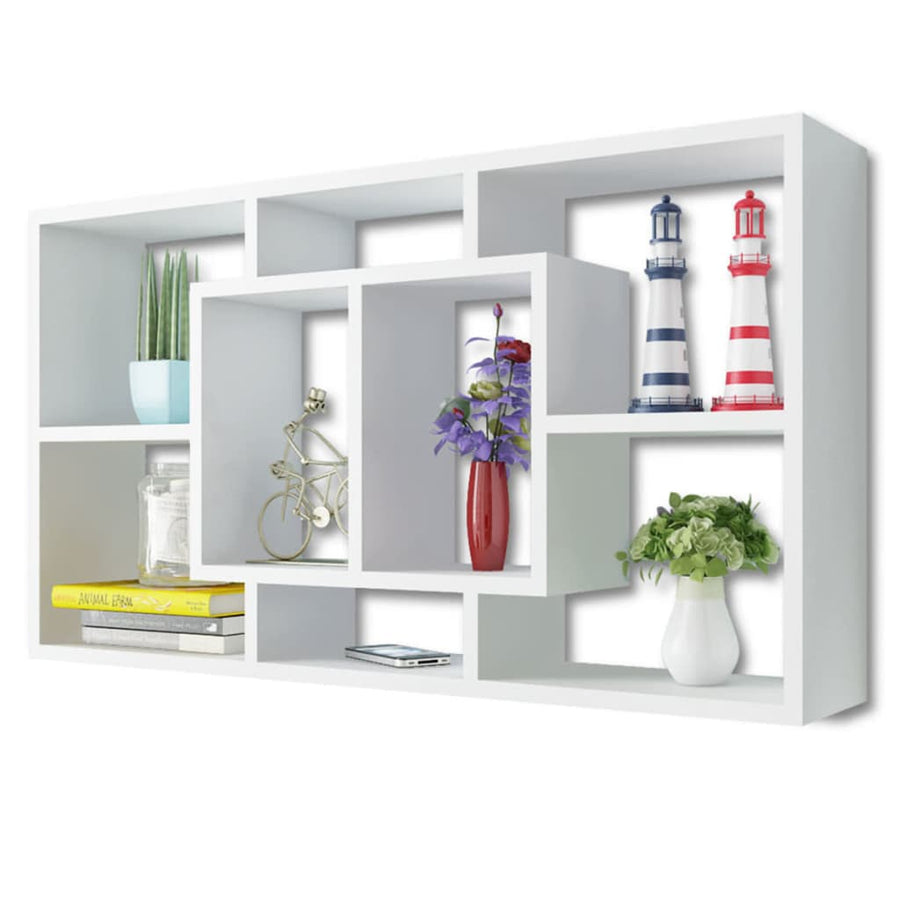 Wandschap Zwevend 8 Vakken Wit