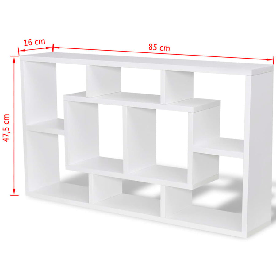 Wandschap Zwevend 8 Vakken Wit