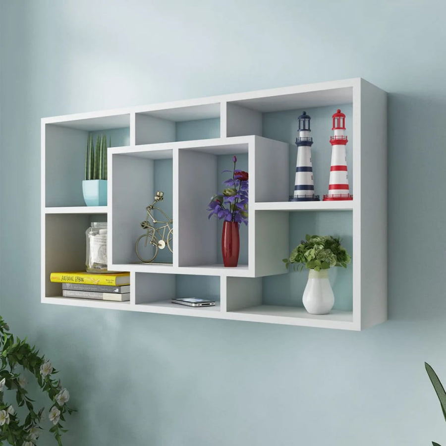 Wandschap Zwevend 8 Vakken Wit