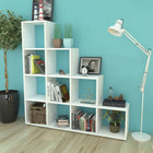 Boekenkast 142 cm wit trapvormig