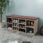 Schoenenbank 10 vakken 103x30x48 cm eikenkleurig