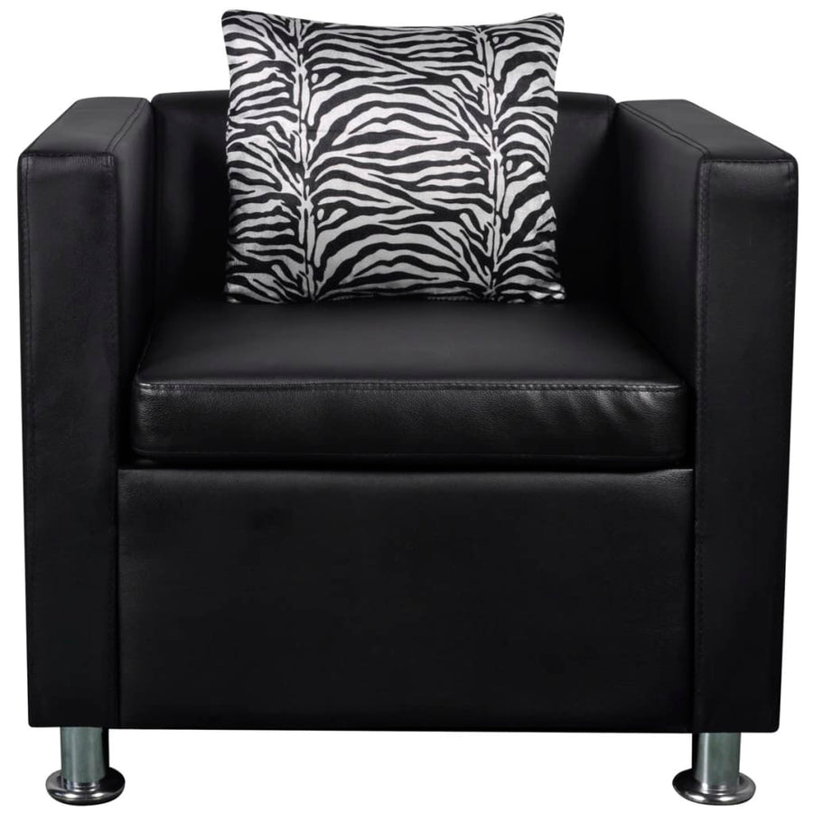 Bankstel Kunstleer Zwart Fauteuil + tweezitsbank + driezitsbank