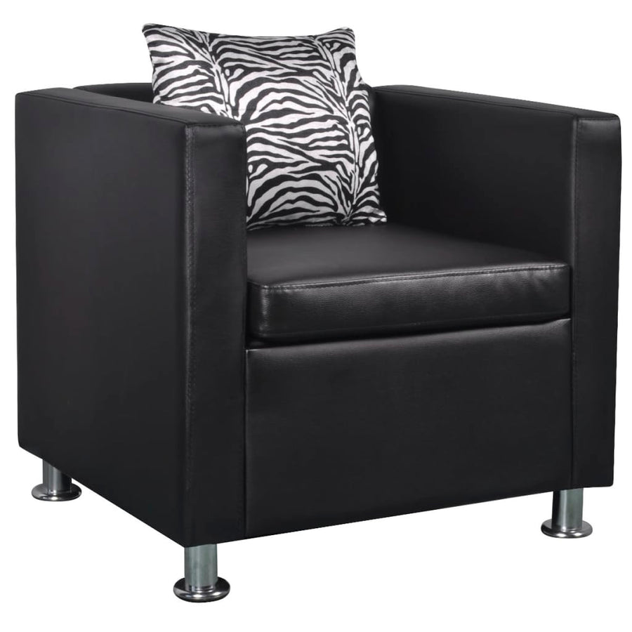 Bankstel Kunstleer Zwart Fauteuil + tweezitsbank + driezitsbank