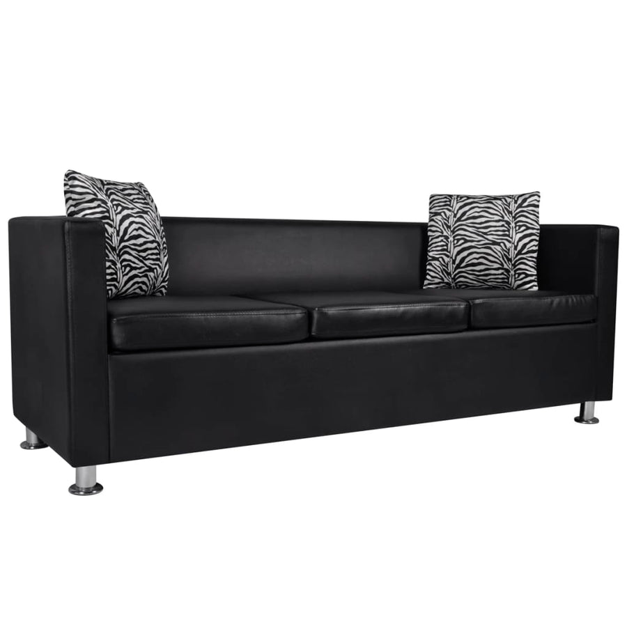 Bankstel Kunstleer Zwart Fauteuil + tweezitsbank + driezitsbank