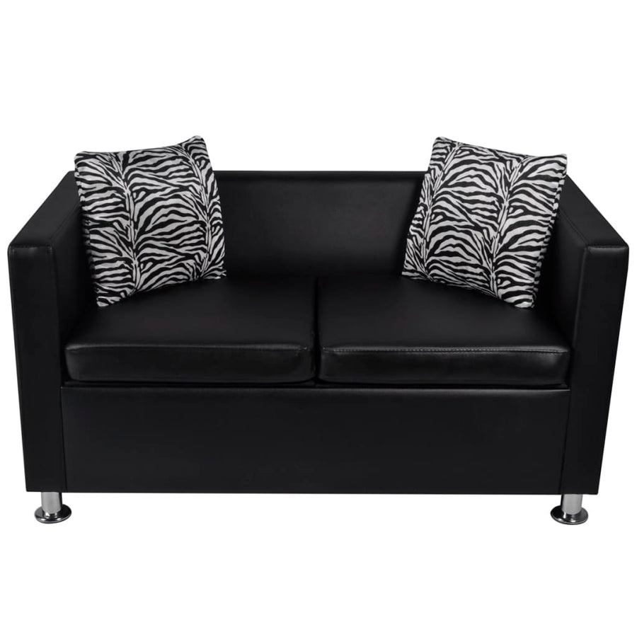 Bankstel Kunstleer Zwart Fauteuil + tweezitsbank + driezitsbank