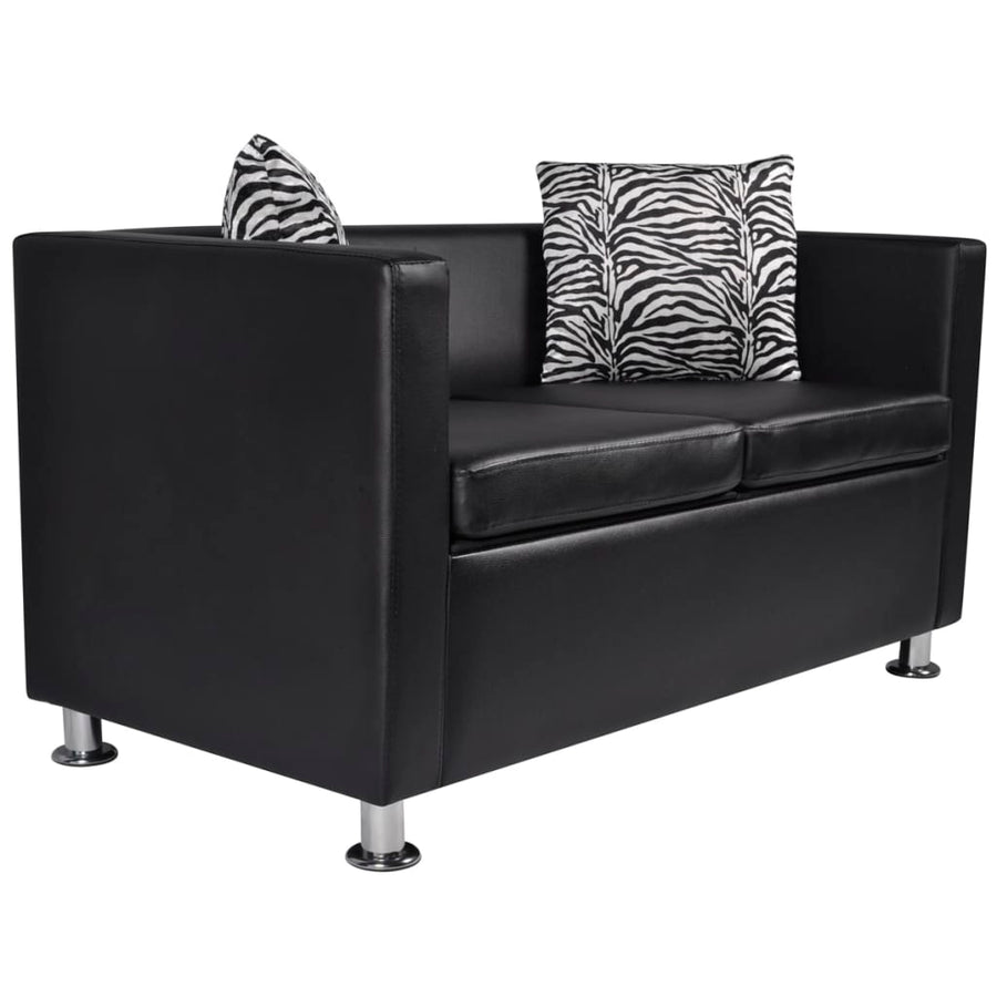 Bankstel Kunstleer Zwart Fauteuil + tweezitsbank + driezitsbank