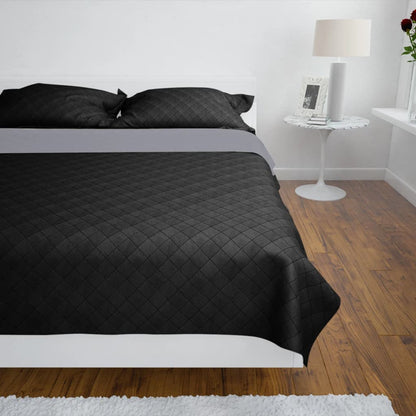 Bedsprei Gewatteerd Dubbelzijdig 220X240 Cm Zwart/Grijs 220 x 240 cm Zwart en grijs