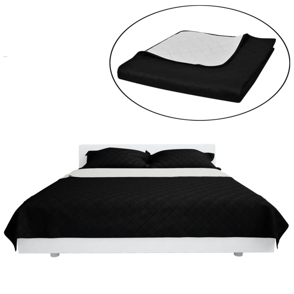Bedsprei Gewatteerd Dubbelzijdig 170X210 Cm Zwart/Wit 170 x 210 cm Zwart en wit