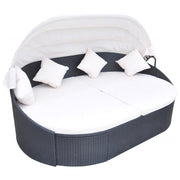 Lounge bed with canopy poly rattan black