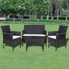 4-Delige Loungeset Met Kussens Poly Rattan Zwart