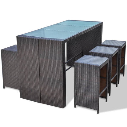 7-Delige Tuinbarset Met Kussens Poly Rattan Bruin