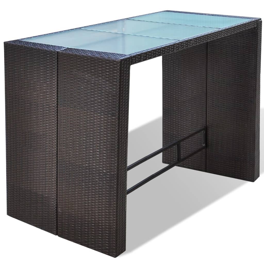 7-Delige Tuinbarset Met Kussens Poly Rattan Bruin