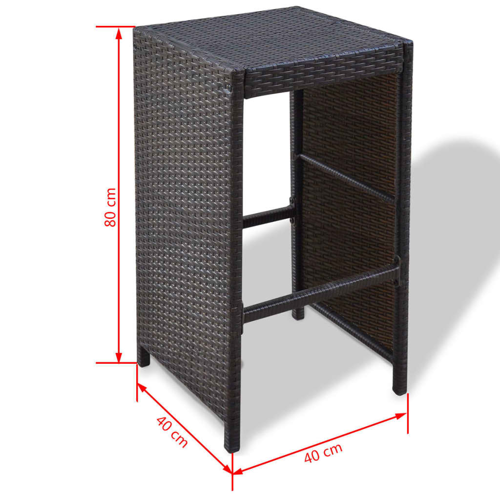 7-Delige Tuinbarset Met Kussens Poly Rattan Bruin