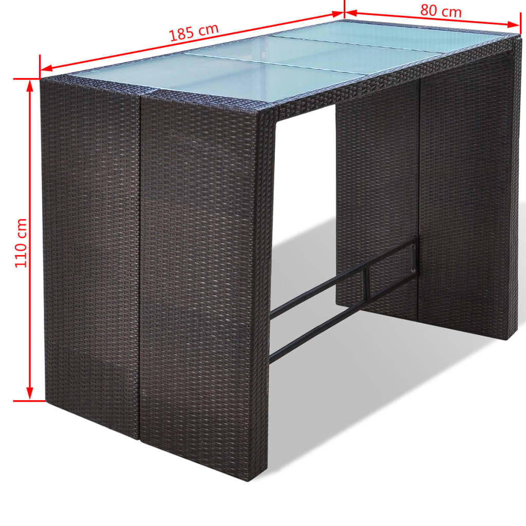 7-Delige Tuinbarset Met Kussens Poly Rattan Bruin