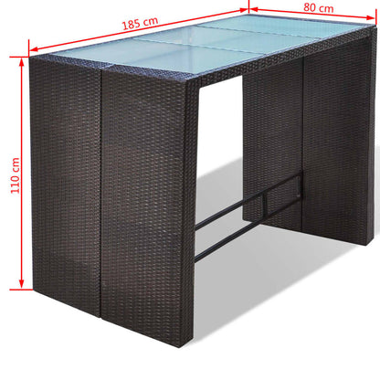 7-Delige Tuinbarset Met Kussens Poly Rattan Bruin