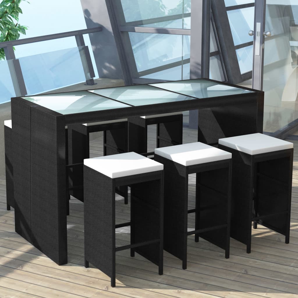 7-Delige Tuinbarset Met Kussens Poly Rattan Bruin