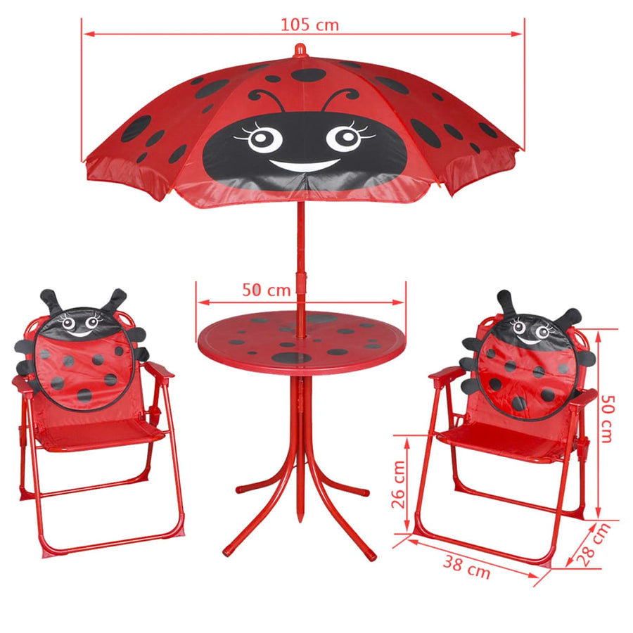 3-Delige Bistroset Voor Kinderen Met Parasol Rood