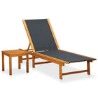 Ligbed met tafel massief acaciahout textileen zwart