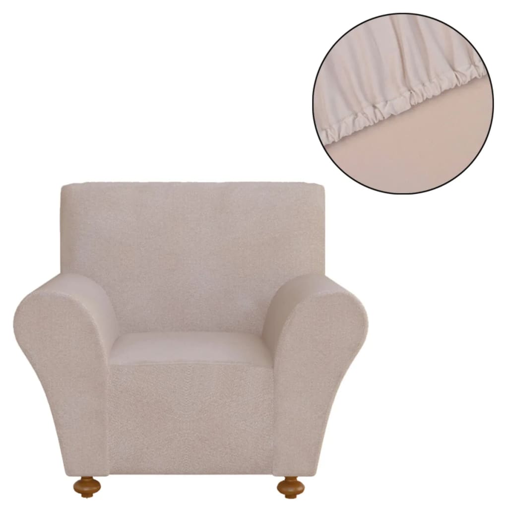 Bankhoes Stretch Polyester Jersey Zwart 1 Fauteuil Beige