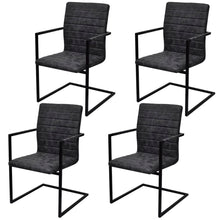 Eetkamerstoelen Kunstleer 4 Zwart Gestreept patroon