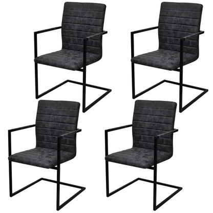 Eetkamerstoelen Kunstleer 4 Zwart Gestreept patroon