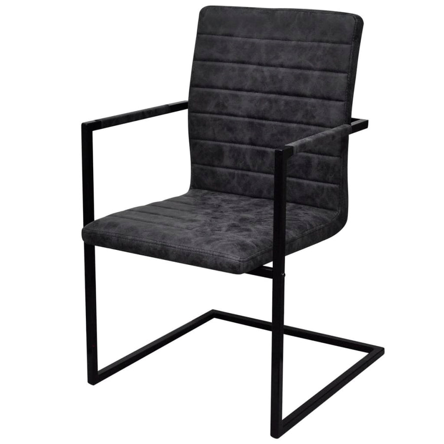 Eetkamerstoelen Kunstleer 4 Zwart Gestreept patroon