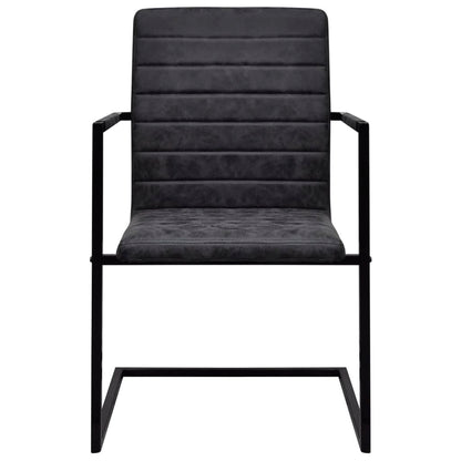 Eetkamerstoelen Kunstleer 4 Zwart Gestreept patroon