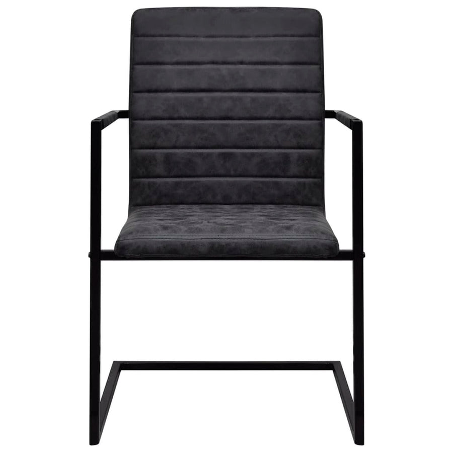 Eetkamerstoelen Kunstleer 4 Zwart Gestreept patroon