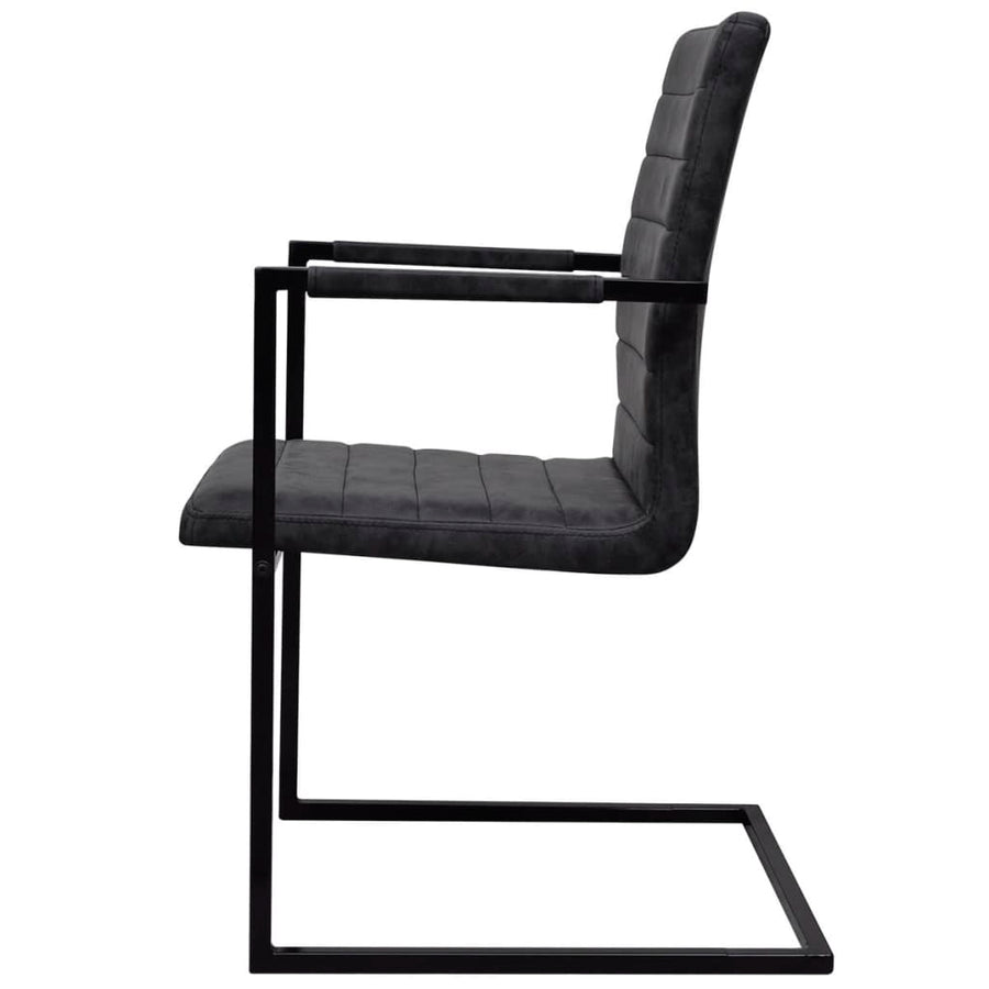 Eetkamerstoelen Kunstleer 4 Zwart Gestreept patroon