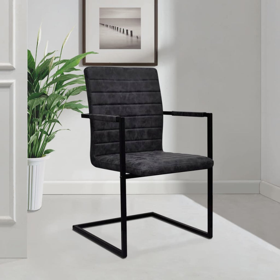 Eetkamerstoelen Kunstleer 4 Zwart Gestreept patroon