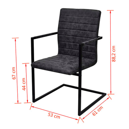 Eetkamerstoelen Kunstleer 4 Zwart Gestreept patroon